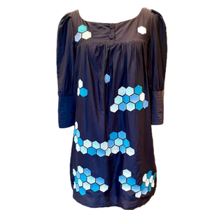 Embroidered Babydoll Maternity Dress Blue Size S
